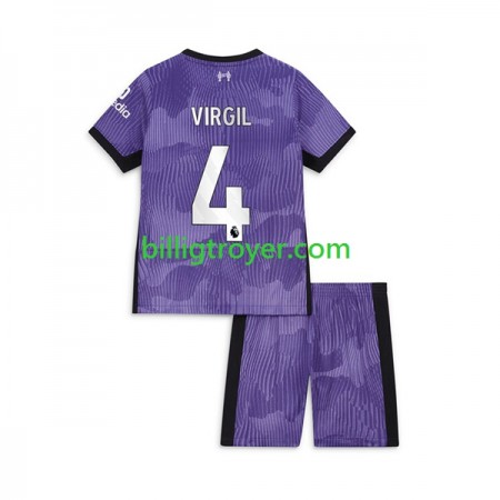 Billige Fotballdrakter Liverpool Virgil van Dijk 4 Barn Tredjedraktsett 2023/24 Kortermet